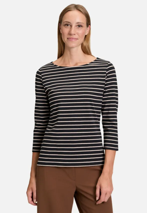Betty Barclay Shirts*Ringelshirt mit U-Boot-Ausschnitt Black/Camel
