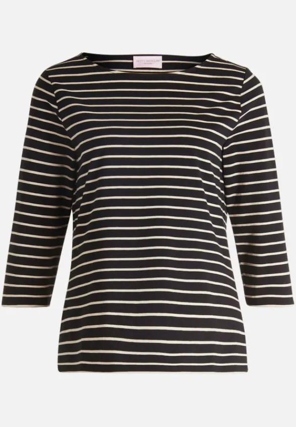 Betty Barclay Shirts*Ringelshirt mit U-Boot-Ausschnitt Black/Camel