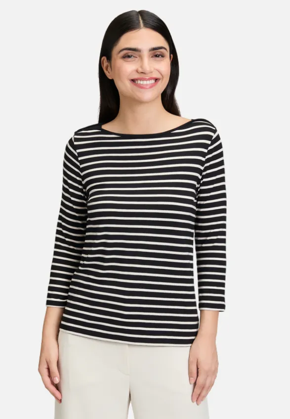 Betty Barclay Shirts*Ringelshirt mit U-Boot-Ausschnitt Schwarz/Beige