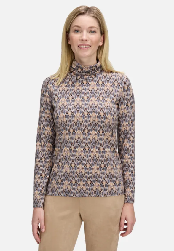 Betty Barclay Shirts*Rollkragenshirt mit Stehkragen Grau/Beige