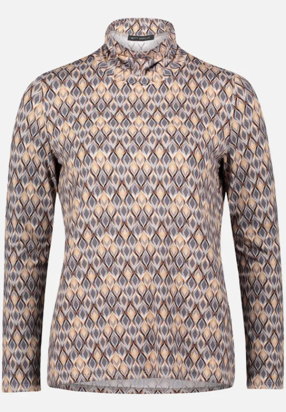 Betty Barclay Shirts*Rollkragenshirt mit Stehkragen Grau/Beige