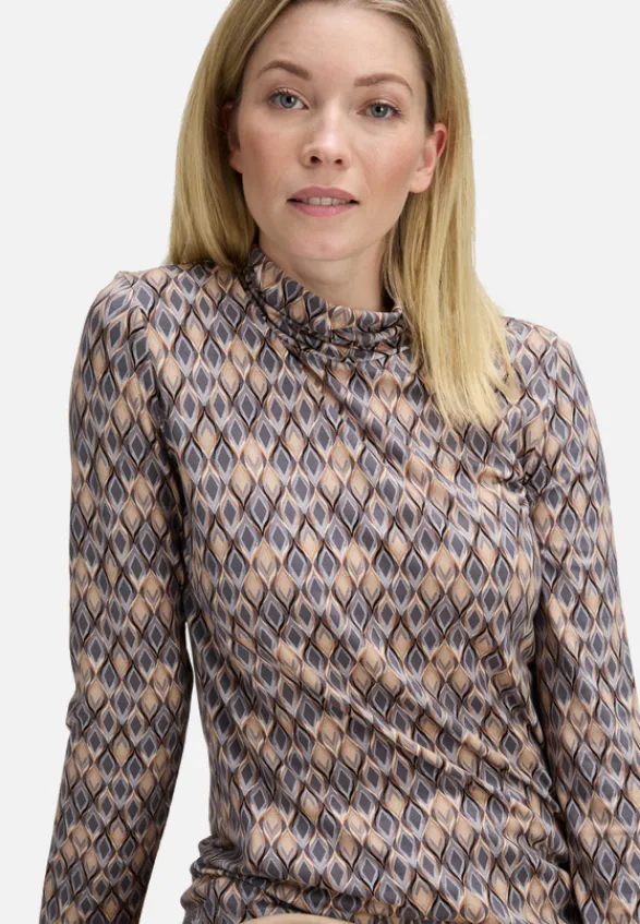 Betty Barclay Shirts*Rollkragenshirt mit Stehkragen Grau/Beige