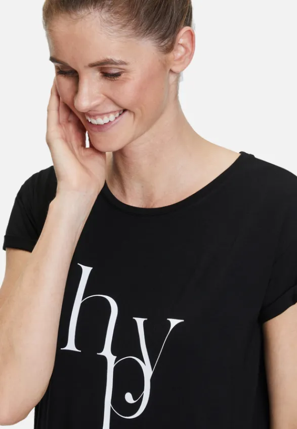 Betty Barclay Shirts*Rundhals-Shirt mit Raffung Schwarz/Weiß