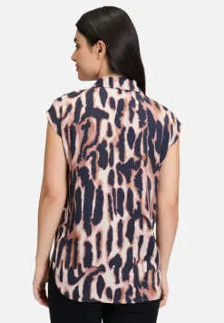 Betty Barclay Blusen*Satin-Bluse mit Kragen Dark Blue/Rosé