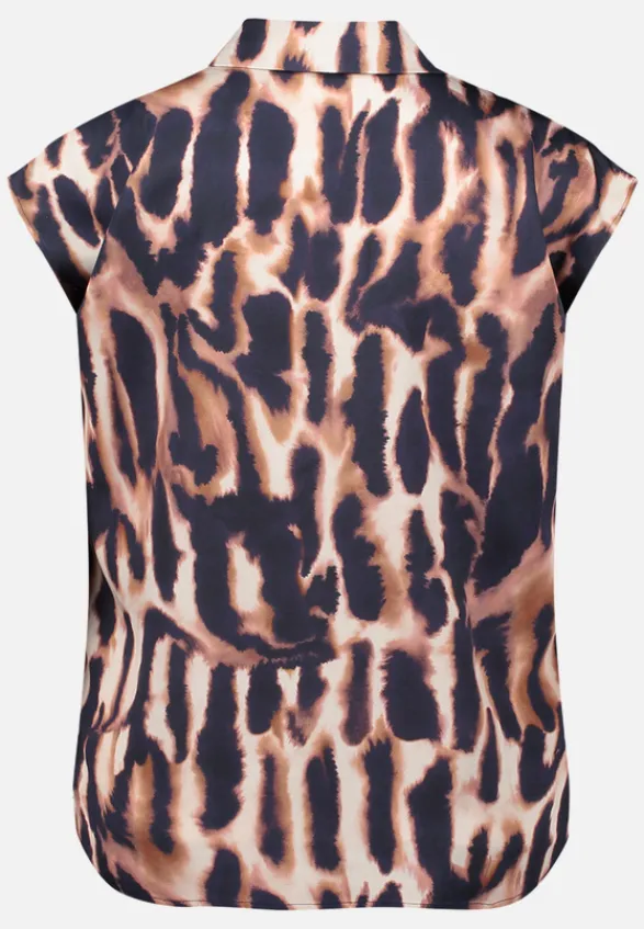Betty Barclay Blusen*Satin-Bluse mit Kragen Dark Blue/Rosé