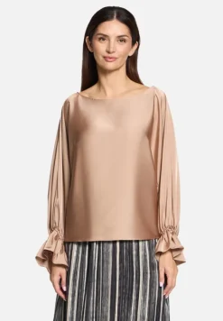 Betty Barclay Blusen*Satin-Bluse mit U-Boot-Ausschnitt Macchiato
