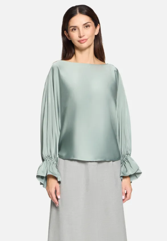 Betty Barclay Blusen*Satin-Bluse mit U-Boot-Ausschnitt Chinois Green