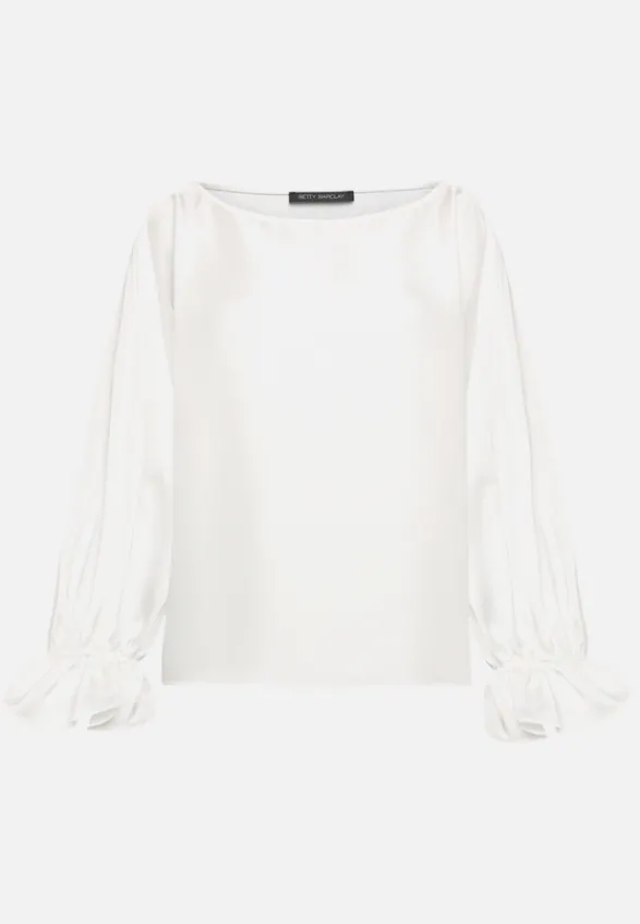 Betty Barclay Blusen*Satin-Bluse mit U-Boot-Ausschnitt Rohweiß