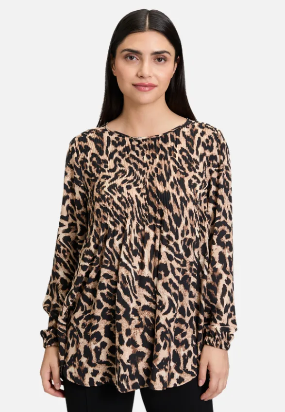 Betty Barclay Festliche Mode|Blusen*Schlupfbluse mit Plissee Schwarz/Beige
