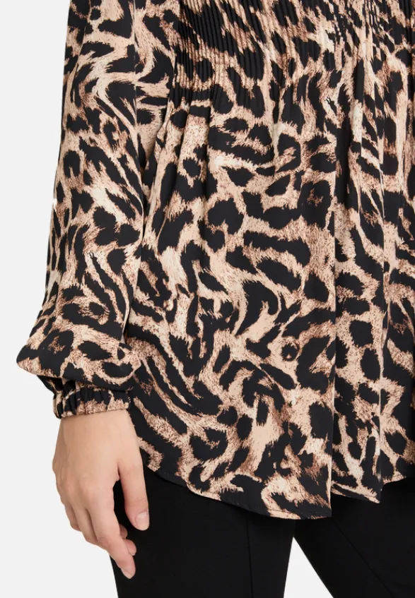 Betty Barclay Festliche Mode|Blusen*Schlupfbluse mit Plissee Schwarz/Beige