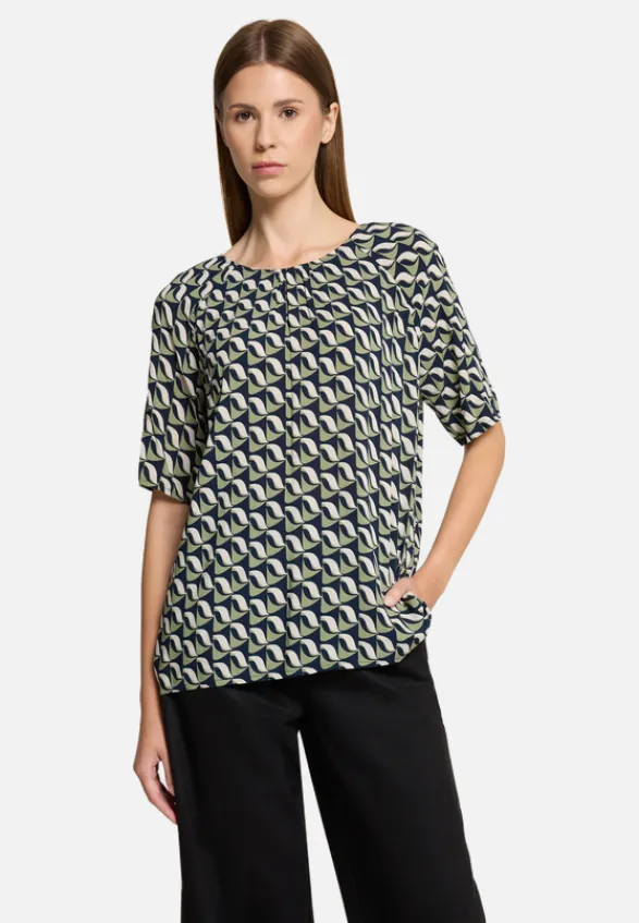 Betty Barclay Blusen*Schlupfbluse mit Rundhalsausschnitt Dark Blue/Green