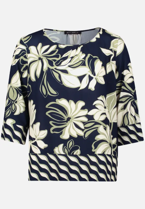 Betty Barclay Blusen*Schlupfbluse mit Rundhalsausschnitt Dark Blue/Green