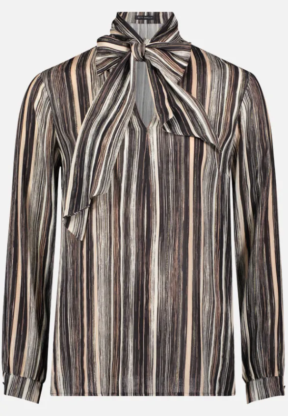 Betty Barclay Blusen*Schlupfbluse mit Schleifenknoten Black/Taupe