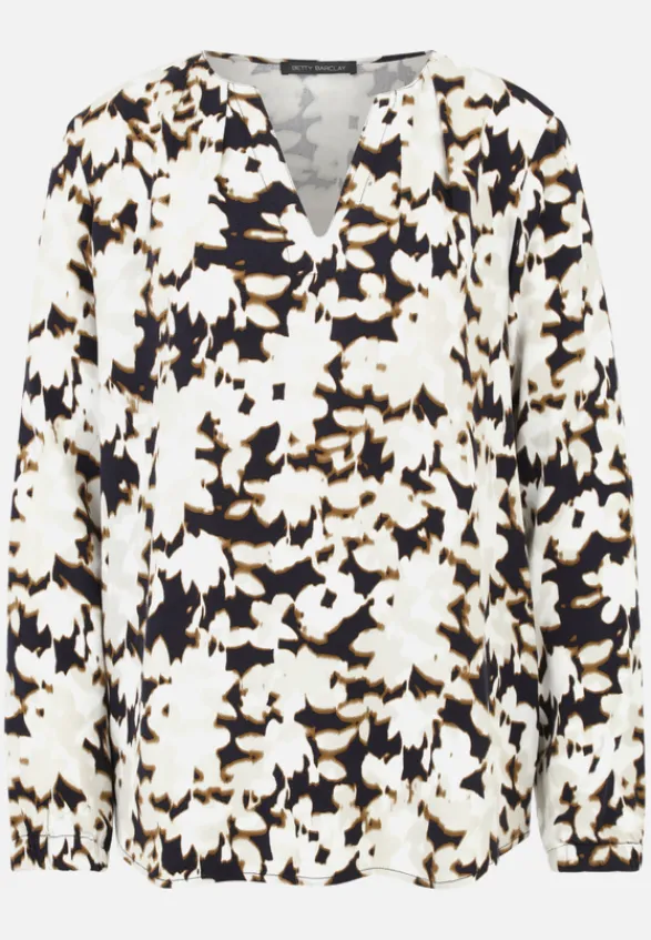 Betty Barclay Blusen*Schlupfbluse mit Stehkragen Schwarz/Beige