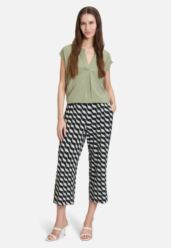 Betty Barclay Hosen*Schlupfhose mit Bundfalten Dark Blue/Green
