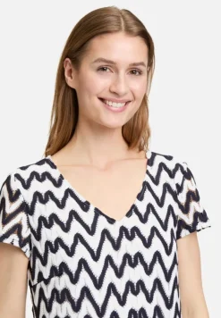 Betty Barclay Kleider*Sommerkleid mit V-Ausschnitt Dunkelblau/Weiß