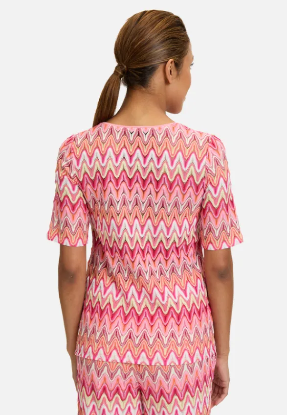 Betty Barclay Shirts*Spitzenshirt mit Rippbündchen Red/Rosè