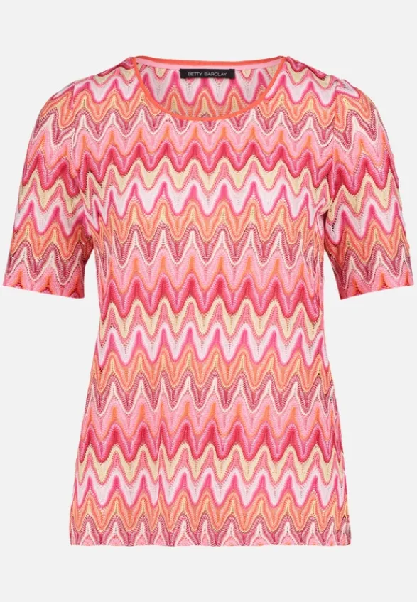 Betty Barclay Shirts*Spitzenshirt mit Rippbündchen Red/Rosè