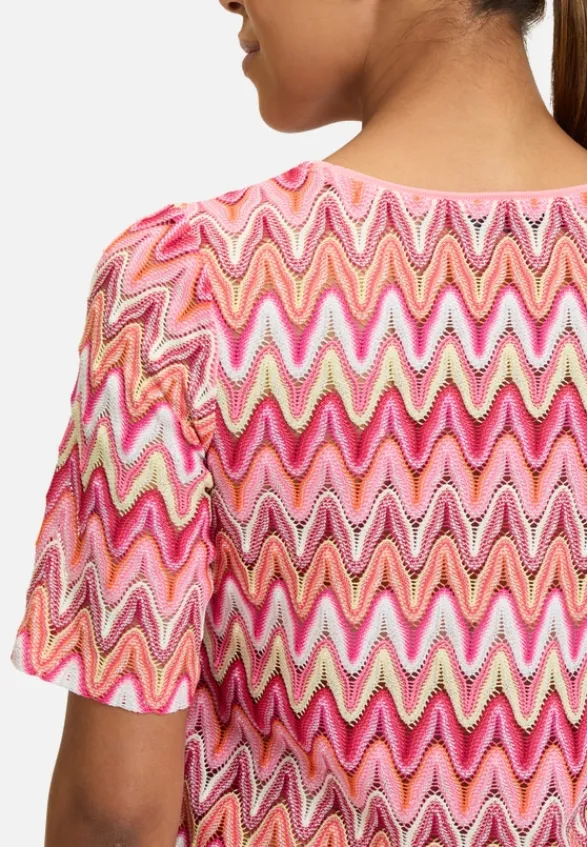 Betty Barclay Shirts*Spitzenshirt mit Rippbündchen Red/Rosè