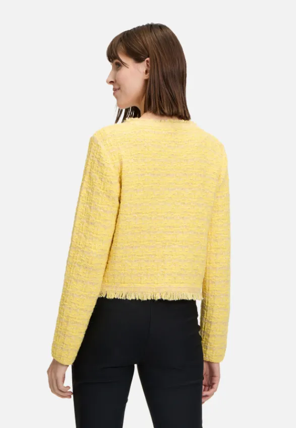 Betty Barclay Business Kleidung|Blazer*Strick-Cardigan mit Fransen Patch Yellow/Nature