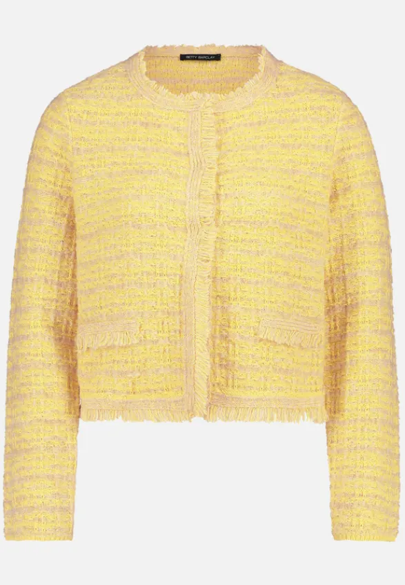 Betty Barclay Business Kleidung|Blazer*Strick-Cardigan mit Fransen Patch Yellow/Nature