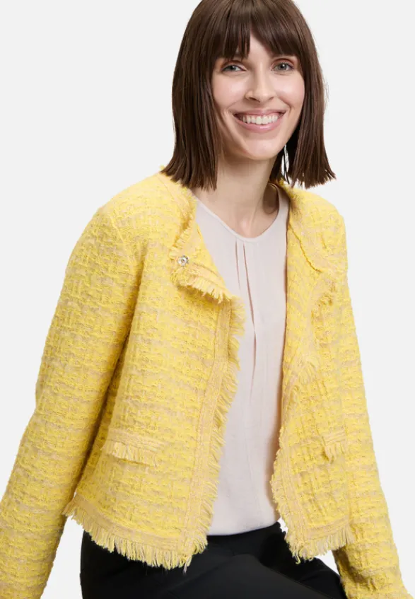 Betty Barclay Business Kleidung|Blazer*Strick-Cardigan mit Fransen Patch Yellow/Nature
