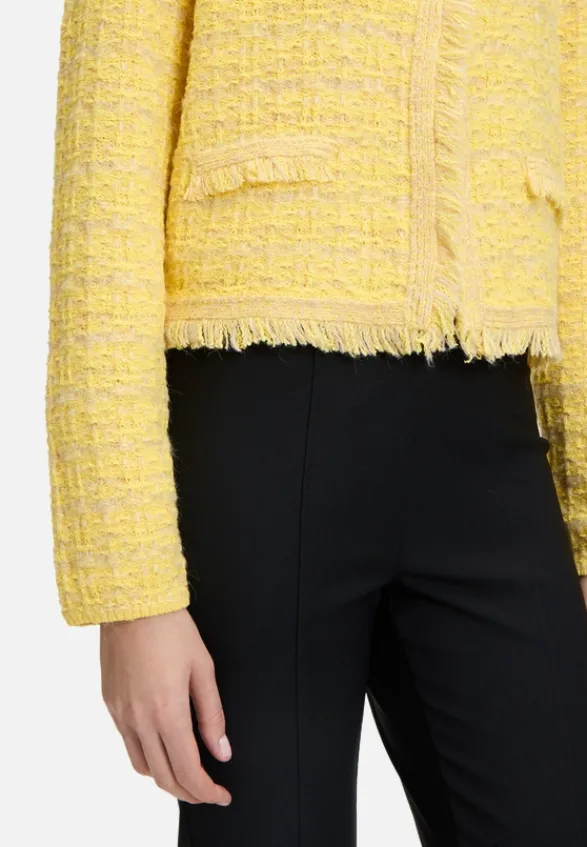 Betty Barclay Business Kleidung|Blazer*Strick-Cardigan mit Fransen Patch Yellow/Nature