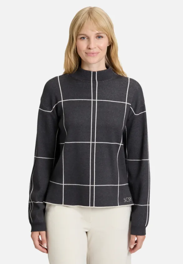 Betty Barclay Strick*Strickpullover kariert Patch Grey/Beige