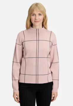 Betty Barclay Strick*Strickpullover kariert Patch Rosé/Grey