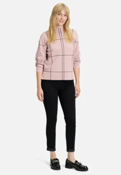 Betty Barclay Strick*Strickpullover kariert Patch Rosé/Grey
