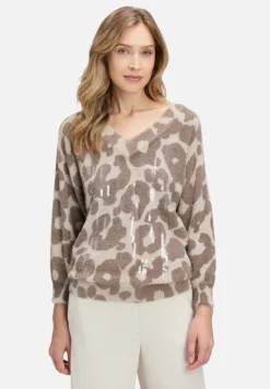 Betty Barclay Festliche Mode|Strick*Strickpullover mit Fledermausärmeln Taupe/Taupe