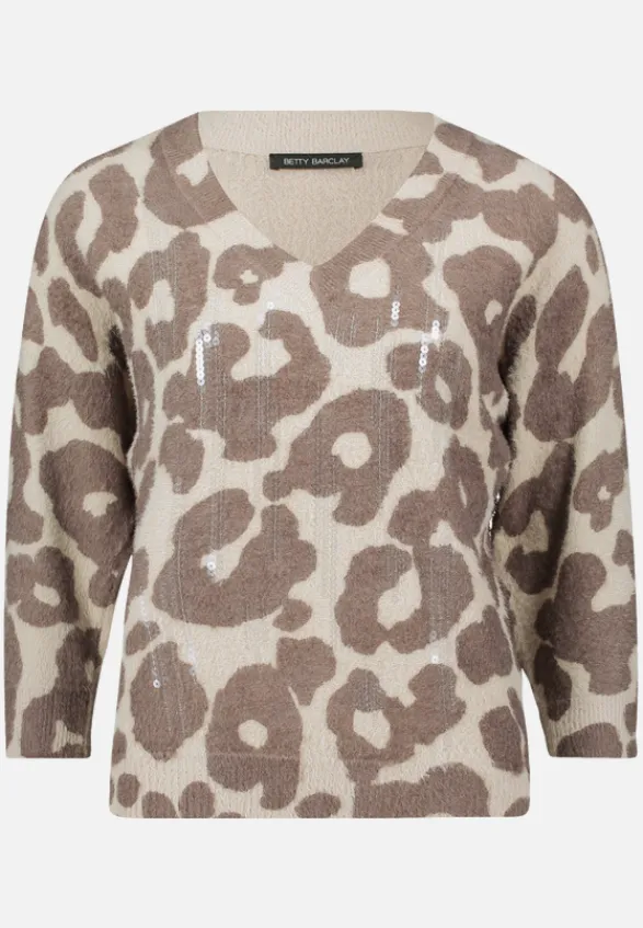 Betty Barclay Festliche Mode|Strick*Strickpullover mit Fledermausärmeln Taupe/Taupe