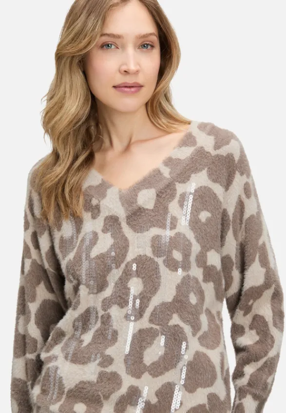 Betty Barclay Festliche Mode|Strick*Strickpullover mit Fledermausärmeln Taupe/Taupe