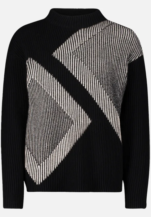 Betty Barclay Strick*Strickpullover mit Intarsie Patch Black/Beige