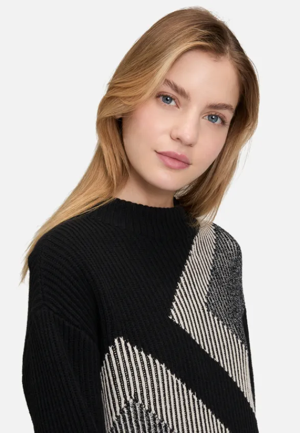 Betty Barclay Strick*Strickpullover mit Intarsie Patch Black/Beige