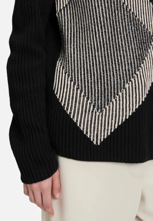 Betty Barclay Strick*Strickpullover mit Intarsie Patch Black/Beige