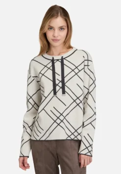 Betty Barclay Strick*Strickpullover mit Jacquard Patch Beige/Grey