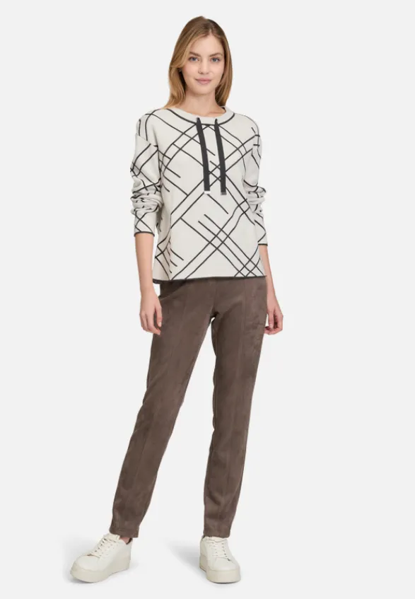 Betty Barclay Strick*Strickpullover mit Jacquard Patch Beige/Grey