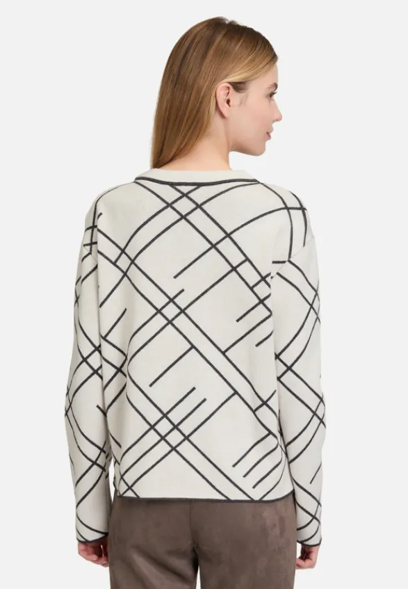 Betty Barclay Strick*Strickpullover mit Jacquard Patch Beige/Grey
