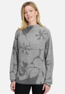 Betty Barclay Strick*Strickpullover mit Jacquard Patch Grey/Grey