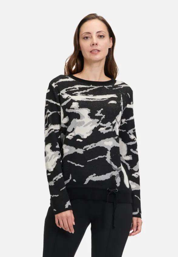 Betty Barclay Strick*Strickpullover mit Jacquard Patch Black/Grey