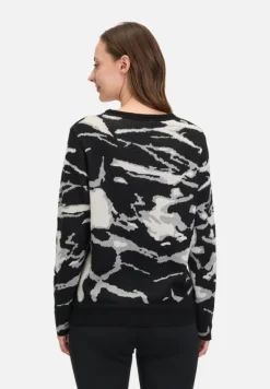 Betty Barclay Strick*Strickpullover mit Jacquard Patch Black/Grey