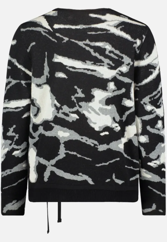Betty Barclay Strick*Strickpullover mit Jacquard Patch Black/Grey