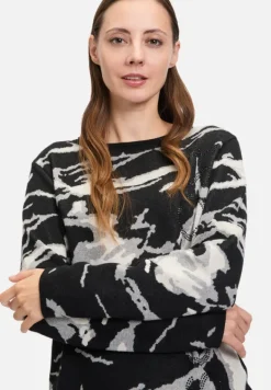 Betty Barclay Strick*Strickpullover mit Jacquard Patch Black/Grey