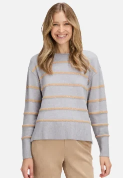 Betty Barclay Strick*Strickpullover mit Pailletten Patch Grey/Beige