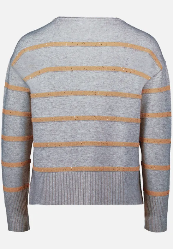 Betty Barclay Strick*Strickpullover mit Pailletten Patch Grey/Beige