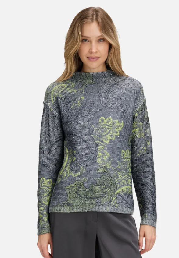 Betty Barclay Strick*Strickpullover mit Pailletten Grau/Grün