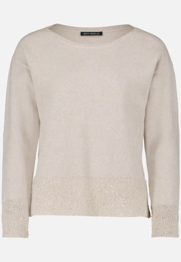 Betty Barclay Strick*Strickpullover mit Pailletten Taupe Melange