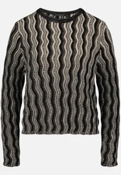 Betty Barclay Strick*Strickpullover mit Pailletten Patch Black/Taupe
