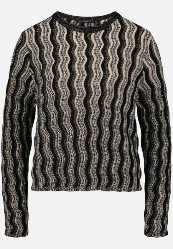 Betty Barclay Strick*Strickpullover mit Pailletten Patch Black/Taupe